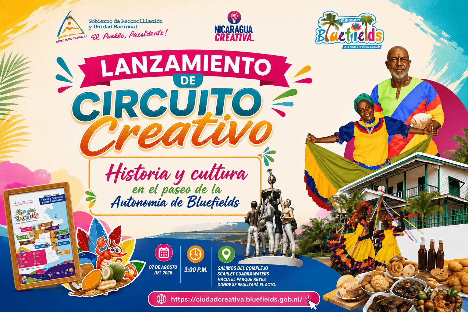 Circuito Creativo Historia y cultura en el paseo de la Autonomia de Bluefields